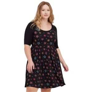 Torrid Super Soft Black with Rainbow Stars Dress  - Torrid Size 1 (US 14/16)